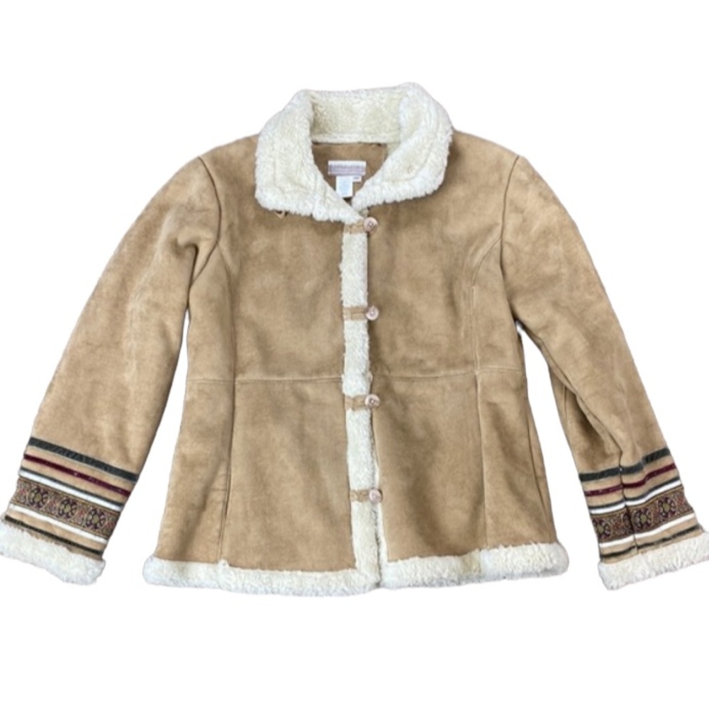 Coldwater Creek Vintage Y2k Boho Embroidered Ribbon Vegan Jacket